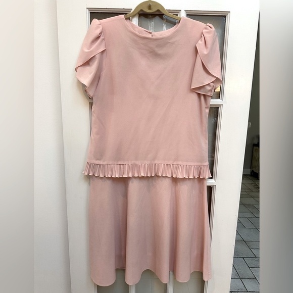 Vintage Boston Maid Light Blush Pink Flapper Ruffle Dress Women’s Size 12 Large - Picture 11 of 11